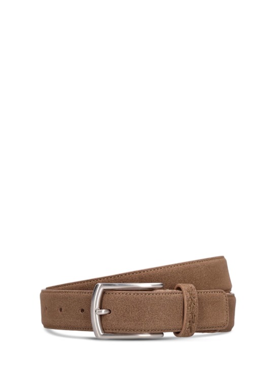 Zegna: Lux leisurewear triple stitch belt - Brown - men_0 | Luisa Via Roma