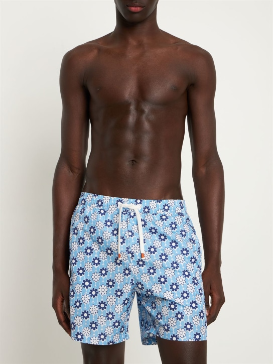 Sam Diego: 雏菊印花科技织物沙滩裤 - 蓝色 - men_1 | Luisa Via Roma