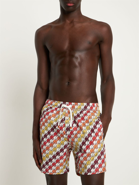 Sam Diego: Short de bain en textile technique imprimé Boobs - Orange - men_1 | Luisa Via Roma
