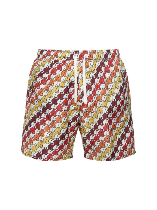 Sam Diego: Short de bain en textile technique imprimé Boobs - Orange - men_0 | Luisa Via Roma