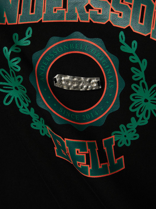 Andersson Bell: Authentic logo cut out cotton hoodie - Black - women_1 | Luisa Via Roma