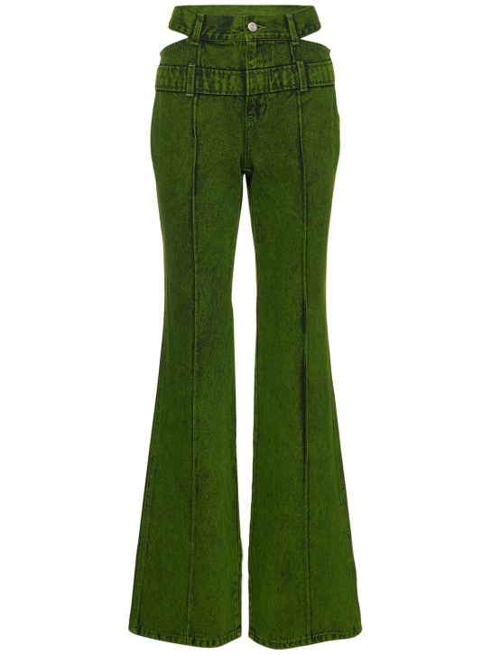 Andersson Bell: Jean en denim de coton à double taille Joean - Vert - women_0 | Luisa Via Roma