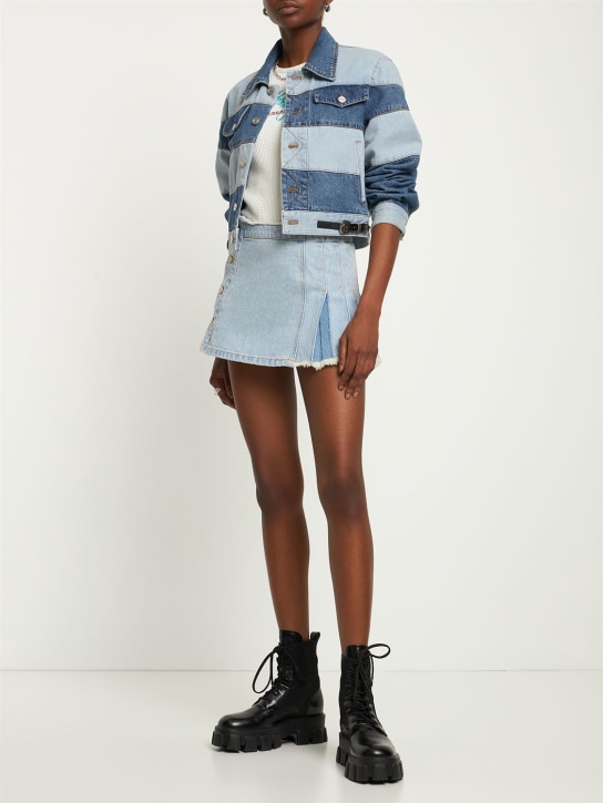 Andersson Bell: Denim-Minirock mit Plisseedetail und Schürze - Blau - women_1 | Luisa Via Roma