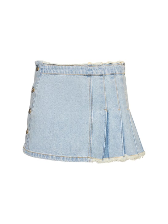 Andersson Bell: Denim-Minirock mit Plisseedetail und Schürze - Blau - women_0 | Luisa Via Roma