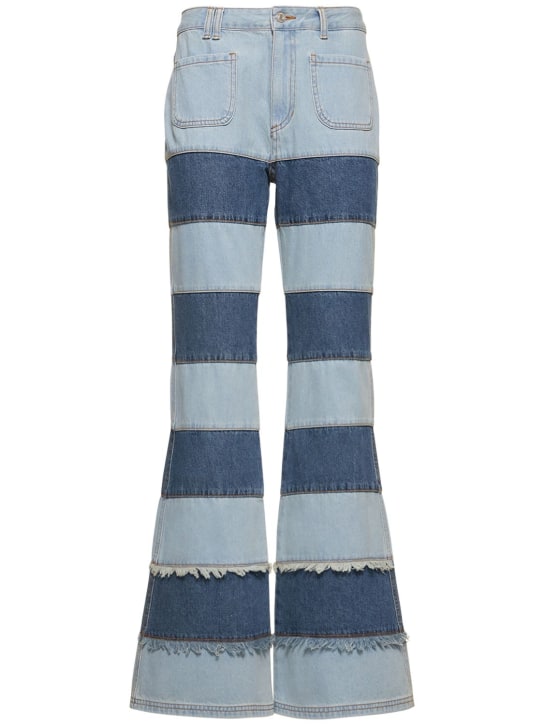 Andersson Bell: Mahina block patchwork straight jeans - Blue - women_0 | Luisa Via Roma
