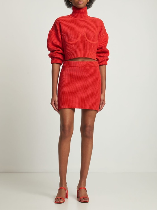 Simon Miller: Jupe courte en maille de coton Ribby - Rouge - women_1 | Luisa Via Roma