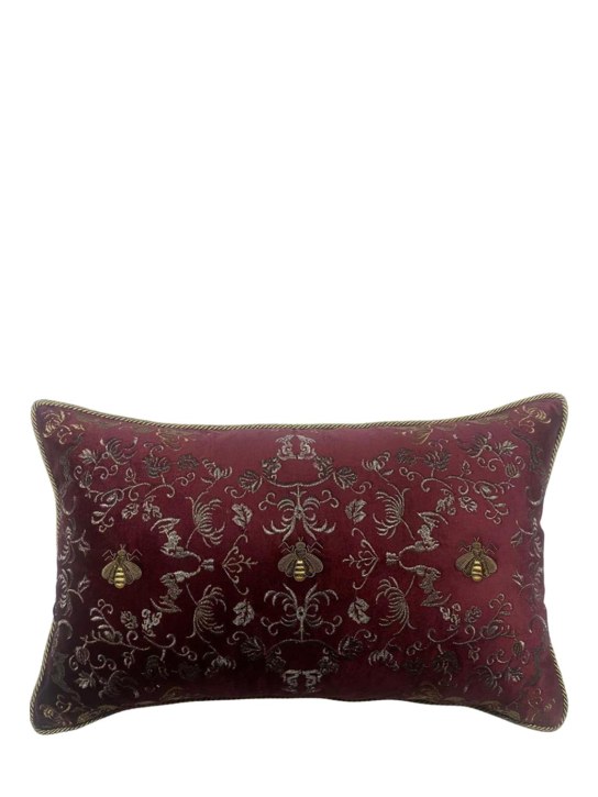 Les Ottomans: Embroidered velvet cushion - Kahverengi - ecraft_0 | Luisa Via Roma
