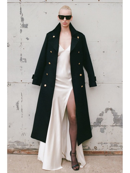 Nili Lotan: Katie satin silk long gown - Beyaz - women_1 | Luisa Via Roma