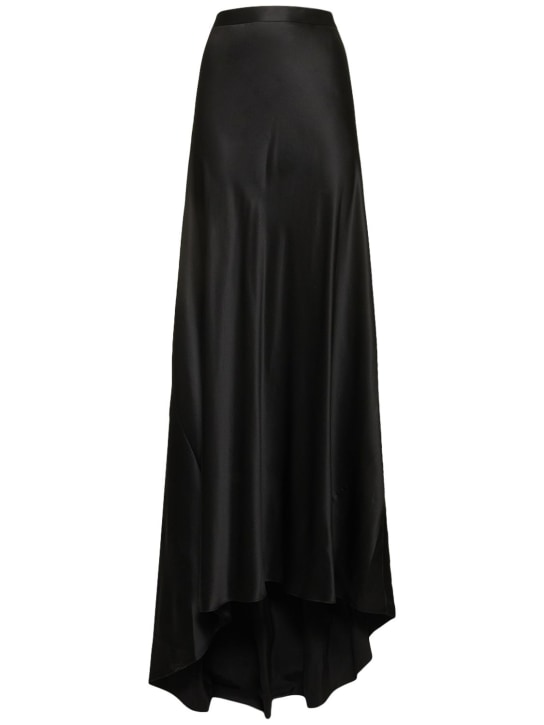 Nili Lotan: Eleonore slip satin silk long skirt - Black - women_0 | Luisa Via Roma