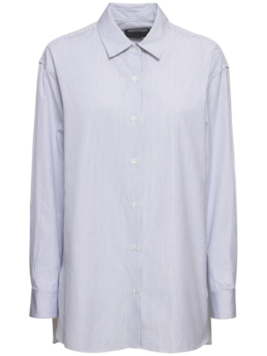 Nili Lotan: Yorke cotton poplin shirt - White/Navy - women_0 | Luisa Via Roma