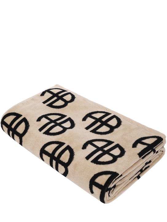 ANINE BING: Bahia monogram print towel - Beige - ecraft_0 | Luisa Via Roma