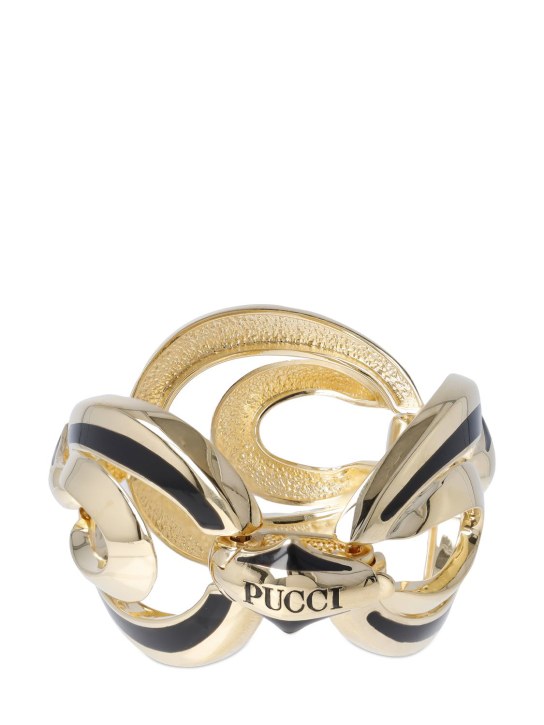 Pucci: Bracelet chaîne en émail Rombi - Or/Noir - women_0 | Luisa Via Roma