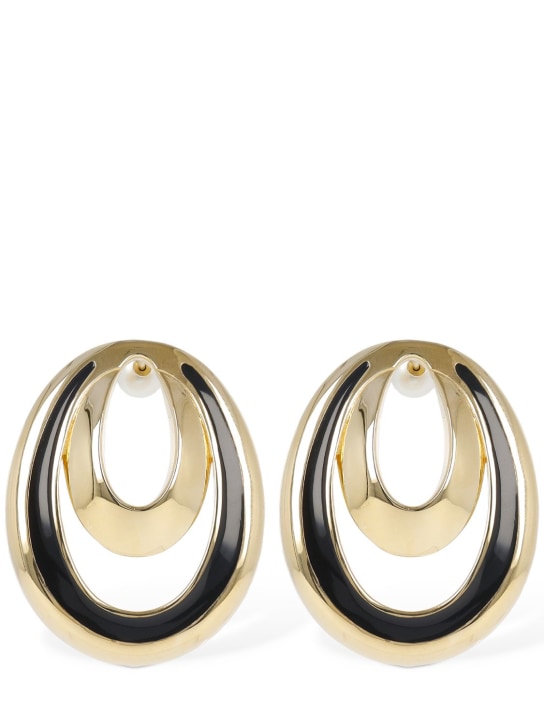 Pucci: Rombi enameled clip-on earrings - Gold/Black - women_0 | Luisa Via Roma