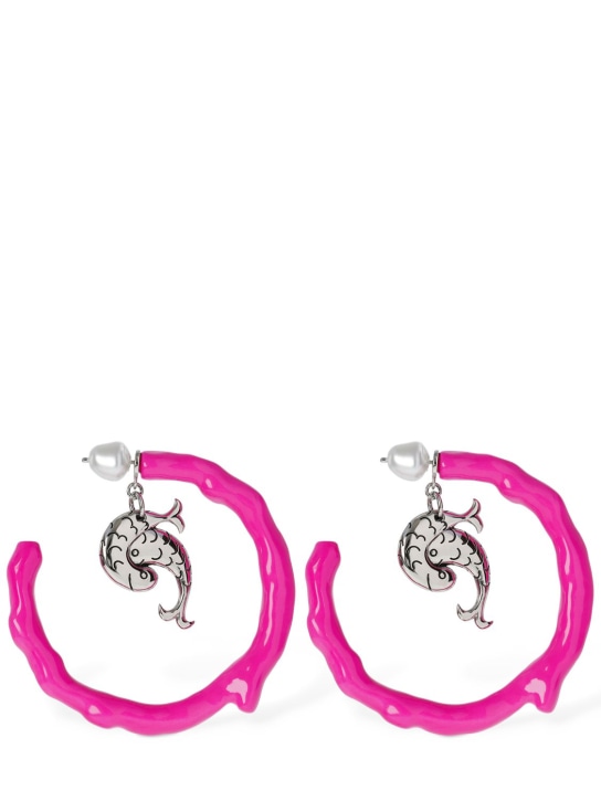 Pucci: Resin hoop earrings w/ Pesci - Fuchsia - women_0 | Luisa Via Roma
