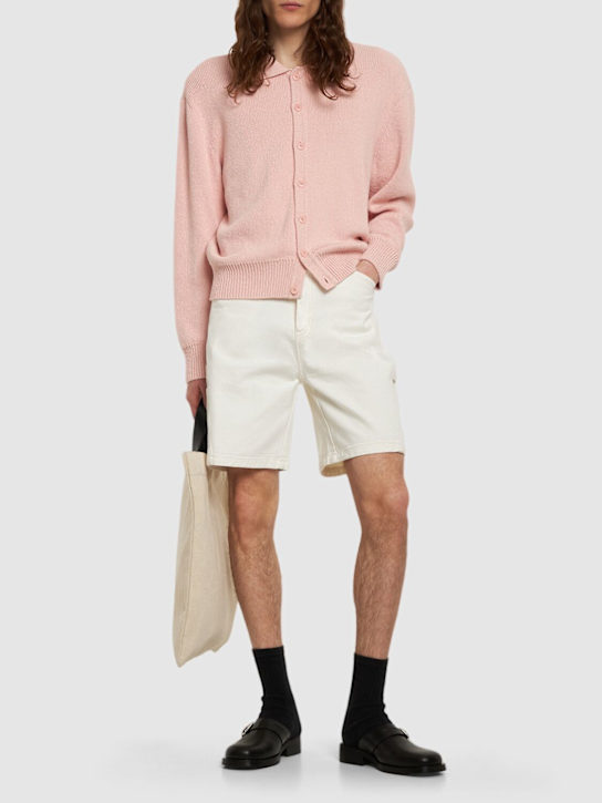 Dunst: Curved denim cargo shorts - Sea Salt - men_1 | Luisa Via Roma