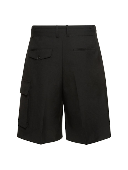 Dunst: Belted multi pocket wool blend shorts - Black - men_4 | Luisa Via Roma
