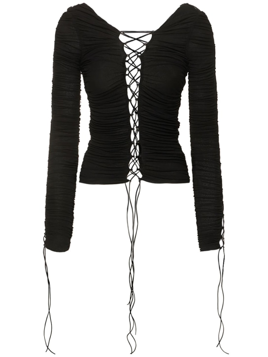 Interior: The knit viscose top - Black - women_0 | Luisa Via Roma