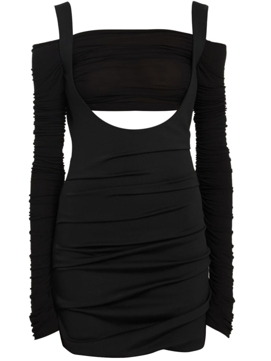 Interior: The Frida viscose ruched mini dress - Black - women_0 | Luisa Via Roma