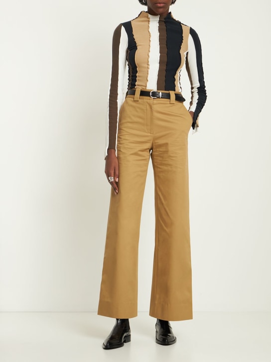 Interior: The Marlowe棉质直筒裤 - 卡其色 - women_1 | Luisa Via Roma