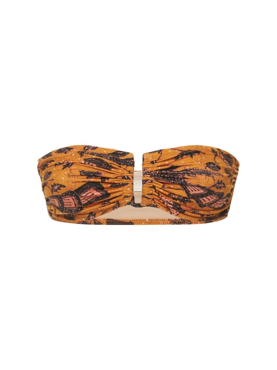 Ulla Johnson: Santorini printed bandeau bikini top - Orange/Multi - women_0 | Luisa Via Roma