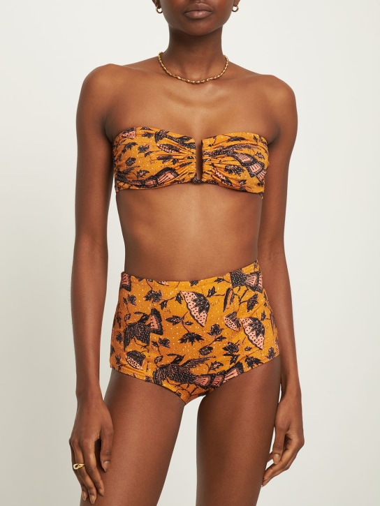 Ulla Johnson: Santorini printed bandeau bikini top - Orange/Multi - women_1 | Luisa Via Roma