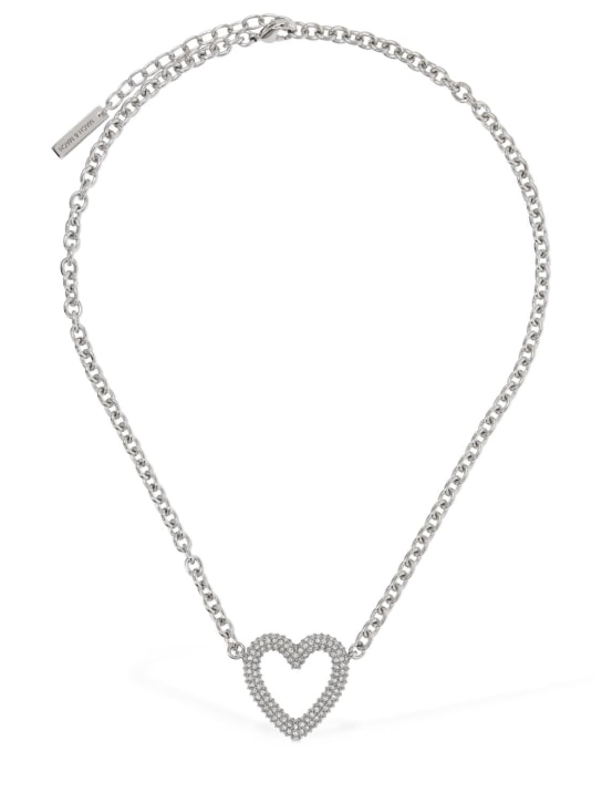 Mach & Mach: Single crystal heart collar necklace - Silver - women_0 | Luisa Via Roma
