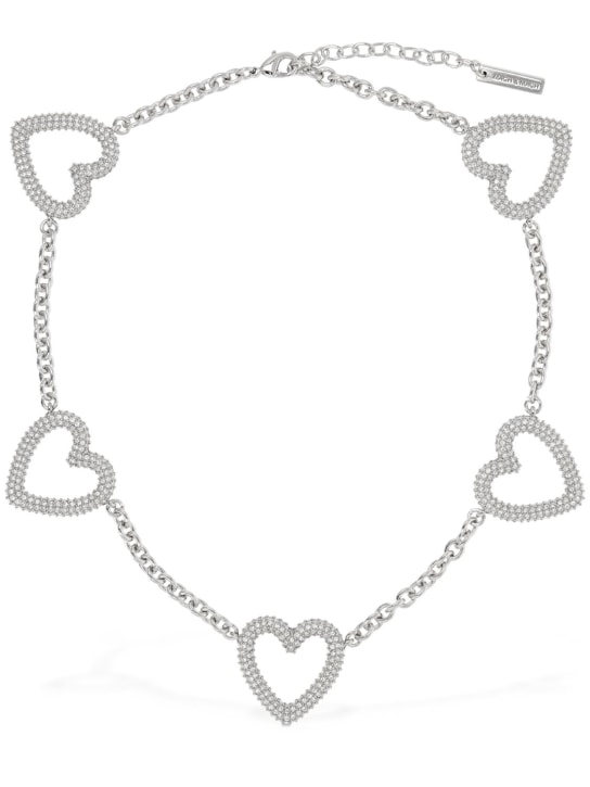 Mach & Mach: Multiple crystal heart collar necklace - Silver - women_0 | Luisa Via Roma