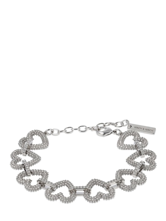 Mach & Mach: Multiple crystal heart bracelet - Silver - women_0 | Luisa Via Roma