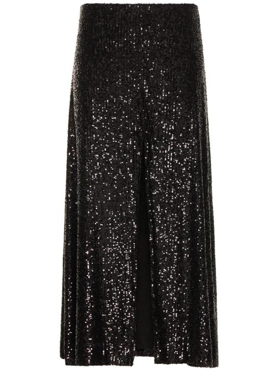 Gauchere: Embedded sequin high waist midi skirt - Black - women_0 | Luisa Via Roma