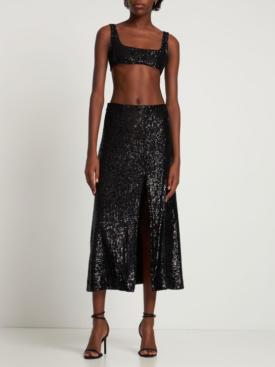 Gauchere: Embedded sequin high waist midi skirt - Black - women_1 | Luisa Via Roma