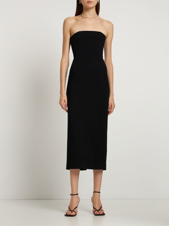 Gauchere: Robe corset midi en crêpe sans bretelles - Noir - women_1 | Luisa Via Roma