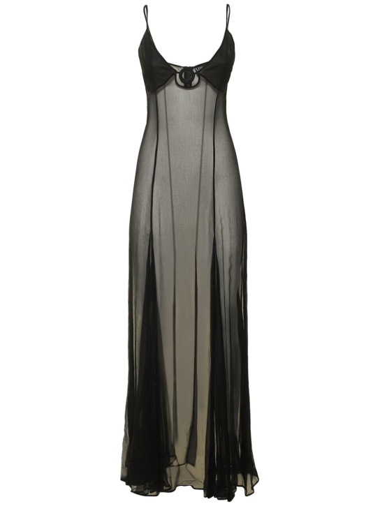 Leslie Amon: Bar Girl chiffon midi dress - Black - women_0 | Luisa Via Roma
