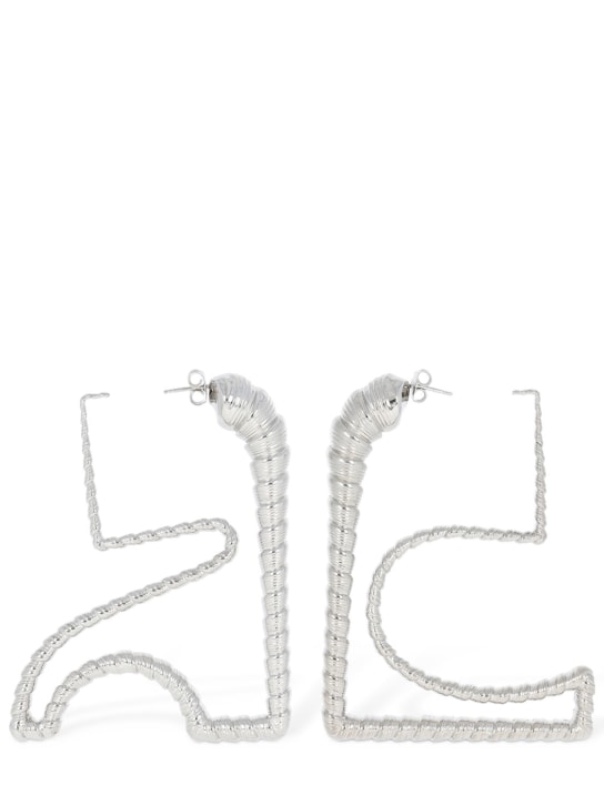 Courreges: Medium AC shell shape earrings - Silver - women_0 | Luisa Via Roma