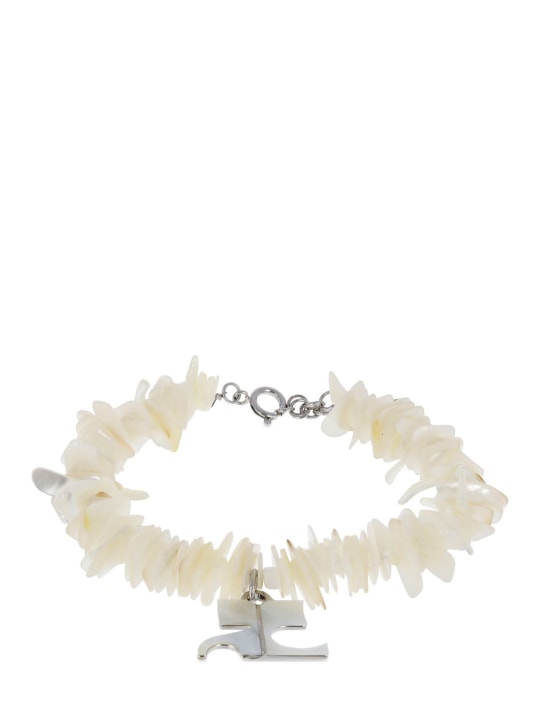 Courreges: Coral mother of pearl anklet - Pearl - women_0 | Luisa Via Roma