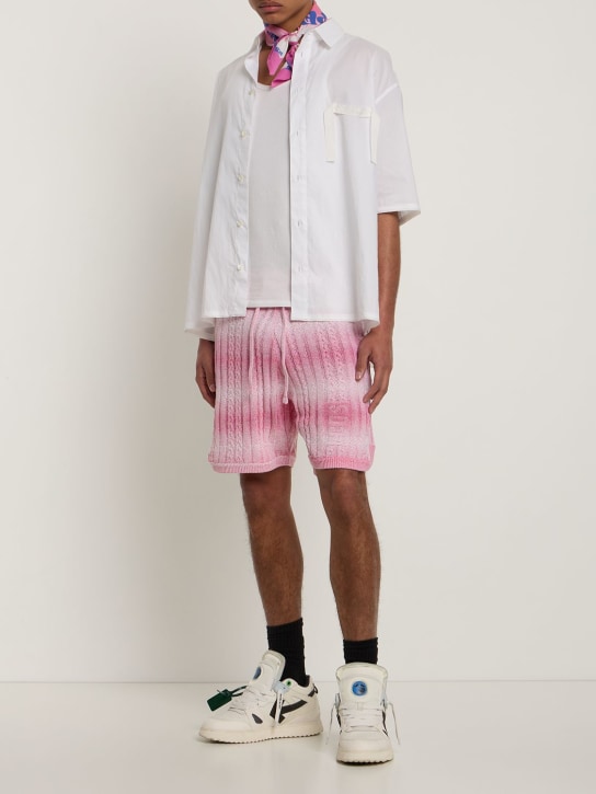 GCDS: Braids degradé knitted shorts - Pink/Multi - men_1 | Luisa Via Roma