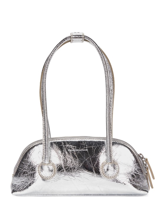 Marge Sherwood: Bessette leather shoulder bag - Silver Crinkle - women_0 | Luisa Via Roma