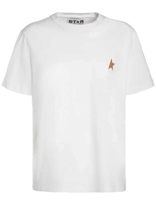 Golden Goose: Star cotton jersey t-shirt - White/Gold - women_0 | Luisa Via Roma