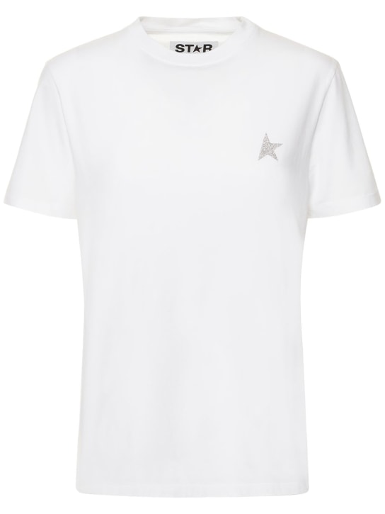 Golden Goose: Star cotton jersey t-shirt - White/Silver - women_0 | Luisa Via Roma
