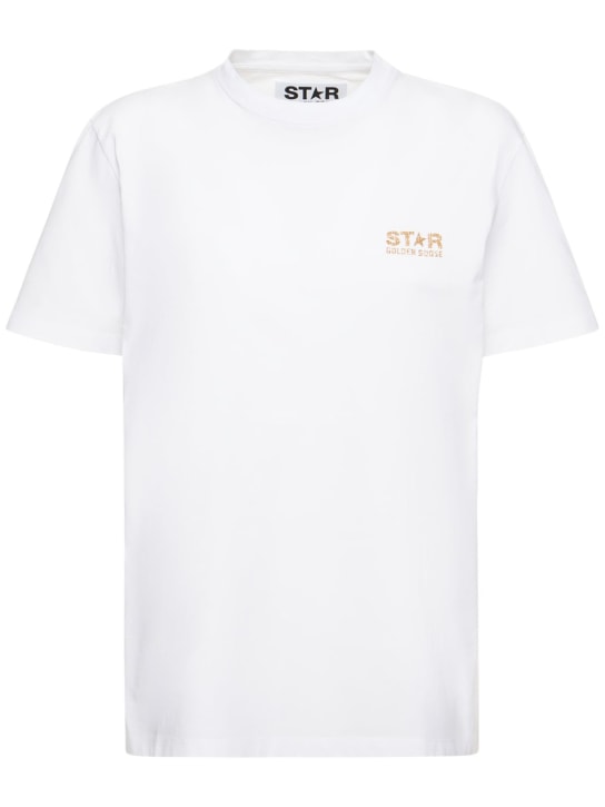 Golden Goose: T-SHIRT AUS BAUMWOLLJERSEY MIT STERN - women_0 | Luisa Via Roma