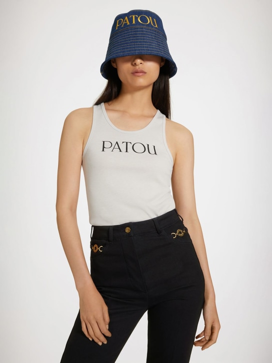 Patou: Patou logo denim bucket hat - Blue - women_1 | Luisa Via Roma