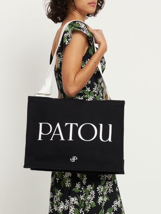 Patou: Borsa shopping grande Patou in tela - Nero - women_1 | Luisa Via Roma