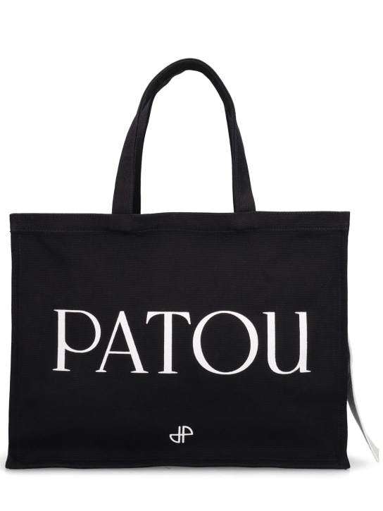 Patou: Large Patou canvas tote bag - Siyah - women_0 | Luisa Via Roma