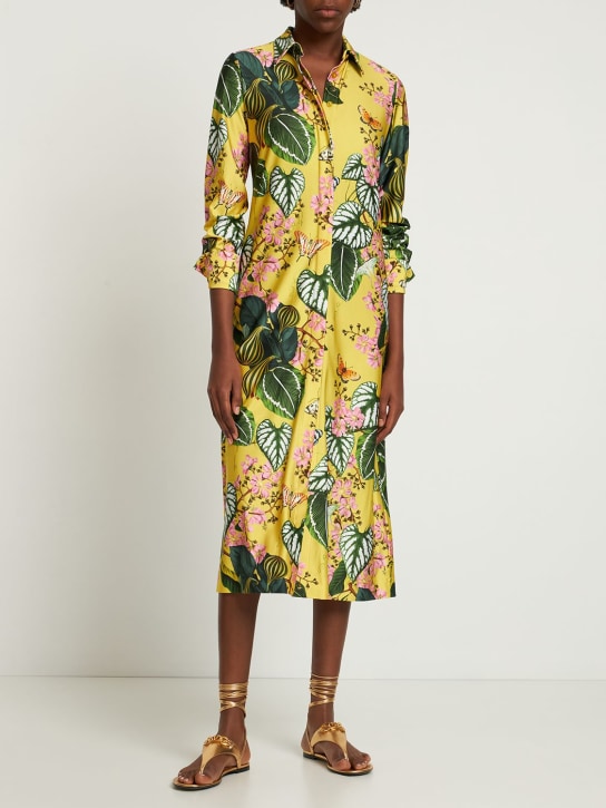 Oscar De La Renta: Langes Hemdkleid aus Twill mit Druck - Bunt - women_1 | Luisa Via Roma