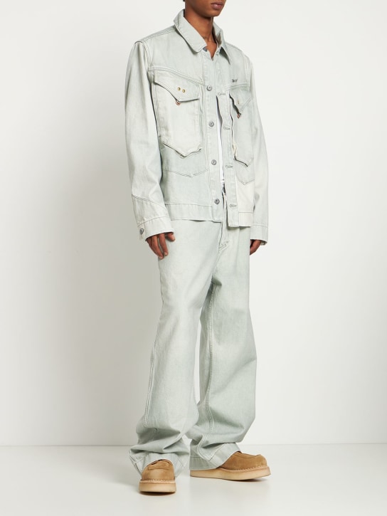 Objects Iv Life: 27cm Patina 와이드 코튼 데님 진 - 그린 - men_1 | Luisa Via Roma