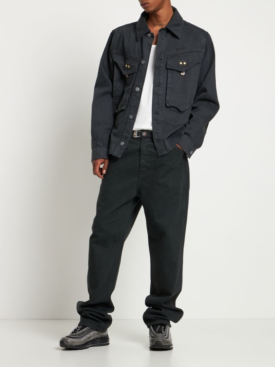 Objects Iv Life: 21cm 스트레이트 코튼 데님 진 - 블랙 - men_1 | Luisa Via Roma