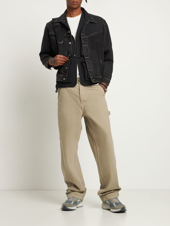 Objects Iv Life: 27cm Baggy cotton denim jeans - Khaki - men_1 | Luisa Via Roma