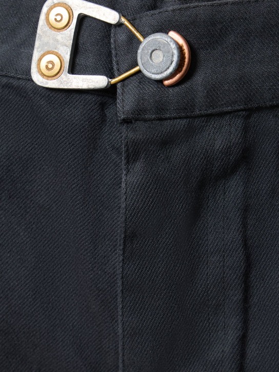 Objects Iv Life: Deadstock cotton denim carpenter shorts - Black - men_1 | Luisa Via Roma