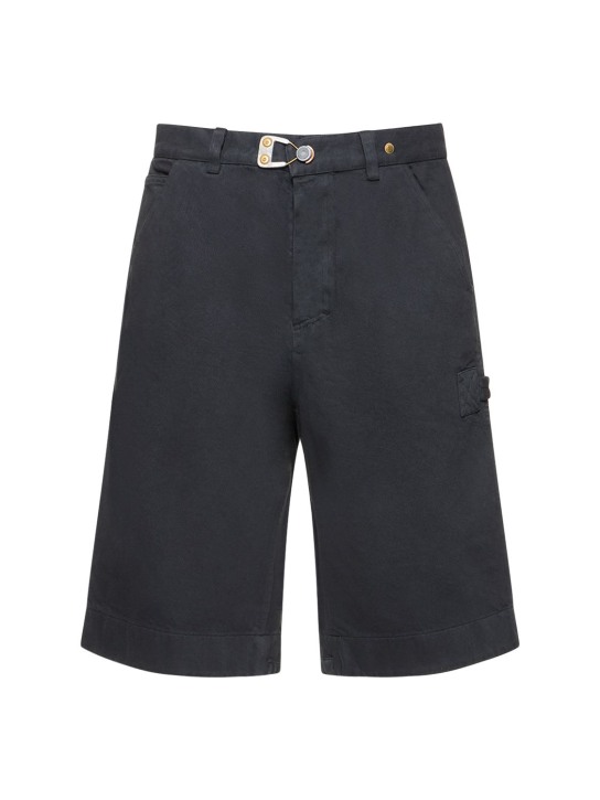 Objects Iv Life: Deadstock cotton denim carpenter shorts - Black - men_0 | Luisa Via Roma