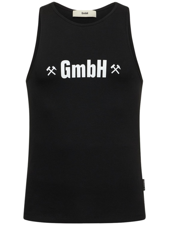 GmbH: Logo print organic cotton tank top - Black/White - men_0 | Luisa Via Roma