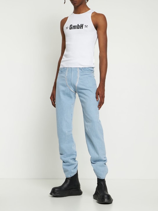 GmbH: Débardeur en coton biologique imprimé logo - Blanc/Noir - men_1 | Luisa Via Roma